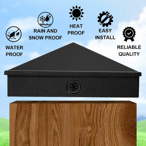 Aluminum Pyramid Post Caps For 4x4 Wood Posts Black Outdoor Deck Fence Post Cap With Screws Fits Nominal 3.5 By 3.5 Inches