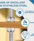 Six Pack 5/16-18 UNC Fully Threaded Stainless Steel Rods 100mm Long Right Hand Threads Include Twelve Nylon Insert Lock Nuts