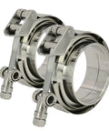 2 Pack Quick Release V-Band Clamp Set With 2.75 Inch Flanges, 304 Stainless Exhaust Downpipe Clamps for Intercooler Piping
