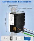 Kick Messy Cords To The Curb This Solid 5in1 Wall Outlet Boasts Built In Night Light Dual Usb A And C Ports 15A Socket manual switch side view with installation details.