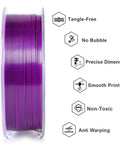 Silk Tri Color PLA Filament For 3D Printers 1.75mm Blue Purple Black Coextruded Metal Like Slick Shiny Finish 1kg Spool Side View