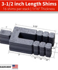 Plastic Peel Away Stackable Shims For Leveling 960-Piece Set, 3.5 Inch Length, 1/16 Inch Thickness, U-Shape 5/8 Inch Bolt Hole