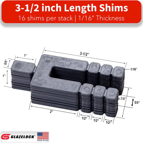 Plastic Peel Away Stackable Shims For Leveling 960-Piece Set, 3.5 Inch Length, 1/16 Inch Thickness, U-Shape 5/8 Inch Bolt Hole