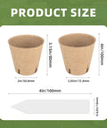 Biodegradable Seed Starter Pots Kit With 70 Plant Labels And 70 Pcs 3.15 Inch Peat Pots With Drainage Holes For Seedlings, Herbs, Vegetables And Flowers, No Transplant Shock Garden Starter Set displayed with dimensions.
