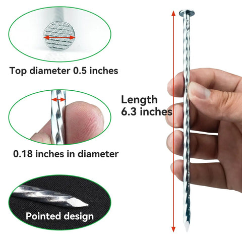 Heavy Duty 6.3 Inch Galvanized Landscape Stakes Spiral Metal Turf Spikes 150 Pack For Artificial Grass Paver Edging Weed Barrier