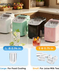 Countertop Ice Maker With Handle, Fast 6 to 8 Minute Bullet Ice Cubes, Produces 26 Lbs Per Day, in four colors on a kitchen counter