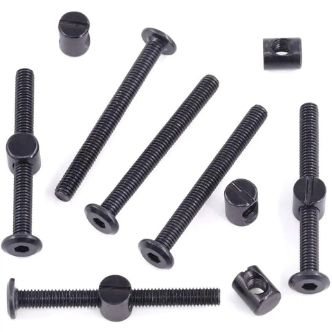 Built Tough M6 X 60mm Hex Socket Cap Bolts And Barrel Nuts Kit With Allen Key in black, heavy-duty furniture hardware