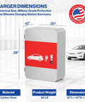 Heavy Duty Tesla Charger Enclosure Lock Box Featuring Rugged Wall Mount Security, carbon steel, 20x10x28 inches.