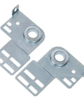 3 3/8 Inch Bearing End Plates Brackets For 2 Inch Track Wood Or Steel Garage Doors Residential End Bearing Brackets Beefy Steel One Pair Bearing Bracket Parts, showing top view with steel material and bolt holes