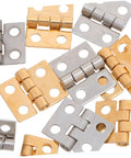 Copper Mini Hinges For Craft Projects And Jewelry Boxes, 100 Pack, Small 4 Hole Hinges scattered in mixed colors