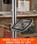 15 Inch Benchtop Drill Press With Swing Away Guard Built Tough 7.5 Amp 120V Copper Motor Variable Speed 0 45 Degree Tilting Table