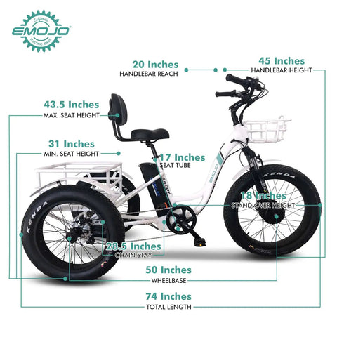 Big Time Comfort Meets Heavy Duty Power On This Fat Tire Electric Trike For Adults With 500W Motor hydraulic disk brakes and dimensions.