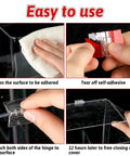 Clear Plastic Hinges 8 Pack Self Adhesive Acrylic Piano Hinges installation steps for aquarium or cabinet