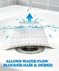 Bathtub Drain Strainer Silicone Bathroom Stopper Fixture in a sink, allowing water flow while blocking hair and debris.