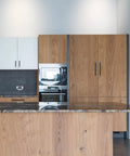 Modern kitchen with Matte Black 10 Inch Square Cabinet Pulls For Kitchen Cabinets And Drawers on wooden cabinets