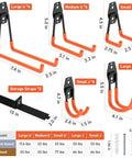Heavy Duty Garage Hooks Set 30 Pack With Anti Slip Coating, Wall Mount Storage Hangers For Bike, Hose, Ladder, Yard And Garden Tools, Industrial Solid Steel, Reinforced Welds, Orange, various sizes shown