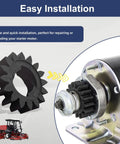 Starter Pinion Gear Replacement Kit For Lawn And Garden Small Engine Models 693058, 693059, 280104 showing gear and starter