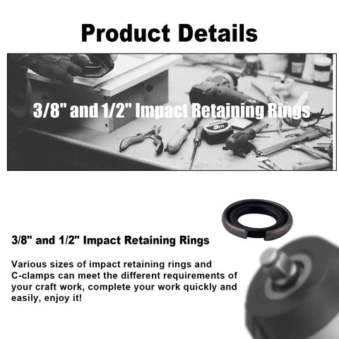 Impact Wrench Retaining Ring Clips With O Ring For Three Eighths And One Half Inch Sockets, Includes Six Sets Each