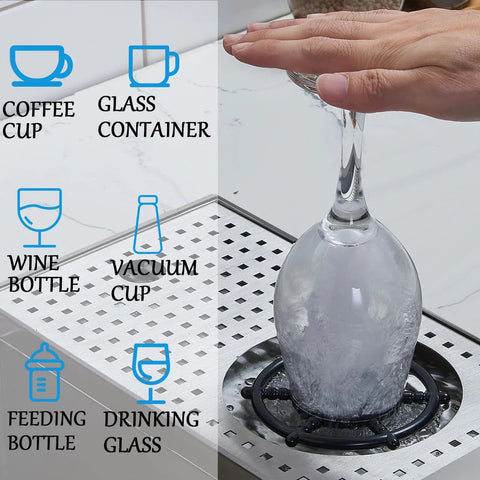 Hand rinsing glass above Undermount Bar Sink For Small Kitchens 10 By 18 Inch Gunmetal Black Stainless Steel Wet Prep Sink with dish grid