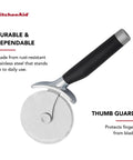 Pizza Cutter Roller Wheel With Sharp Blade For Crusts And Pies, Built In Finger Guard And Comfort Grip, Kitchen Tool