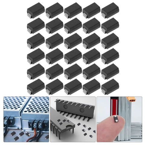 Top Shelf Rectifier Diode 100 Piece Assortment Kit showing multiple black semiconductor components for AC to DC conversion.