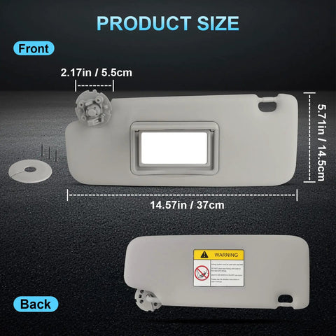 Chevy Cruze Sun Visor Passenger Side Gray With Mirror Right Without Light Replacement 95034256 95034253 product dimensions