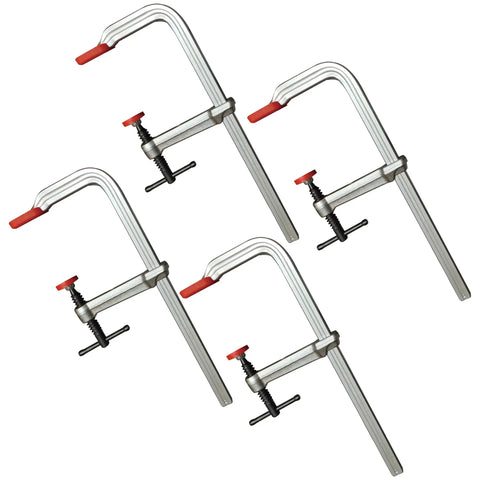 12 Inch Heavy Duty Bar Clamp Set Four Pack Built Tough Drop Forged Steel F Clamps With 1200 Lb Load Capacity And 4 3 Quarter Inch Throat Depth For Welding Woodworking And Metalworking Projects, 4 pack