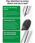 Diagram highlighting features of Clog Poke Nozzle Cleaning Kit For 1.75mm FDM 3D Printers, including arrow tip and rubber grip.