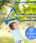 Kids Zipline Kit With Stainless Steel Slackline Pulley Slider And Swing Seat Backyard Zip Line Set With 60ft Ninja Slackline