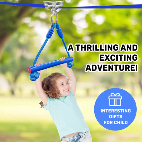 Kids Zipline Kit With Stainless Steel Slackline Pulley Slider And Swing Seat Backyard Zip Line Set With 60ft Ninja Slackline
