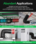 Image showing applications of Heavy Duty 8 Inch Aluminum Foil Dryer Vent Hose For Efficient Airflow 25Ft Long Black Flexible Ducting Kit