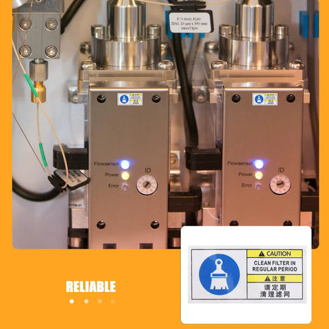 Industrial Machinery Maintenance Decal Sticker With Filter Cleaning Reminder Durable White PET Label on factory equipment panel