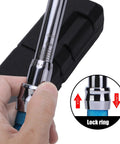 Close-up of Adjustable Torque Wrench 5 To 30 Nm With 30mm Open End And Click Stop Changeable Head for HVAC systems showing lock ring.