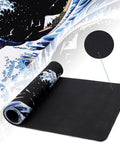 Massive Kanagawa Surfing Themed Gaming Mouse Pad Desk Mat 31.5 x 11.9 Inches Waterproof Non Slip XXL Keyboard Pad shown rolled out