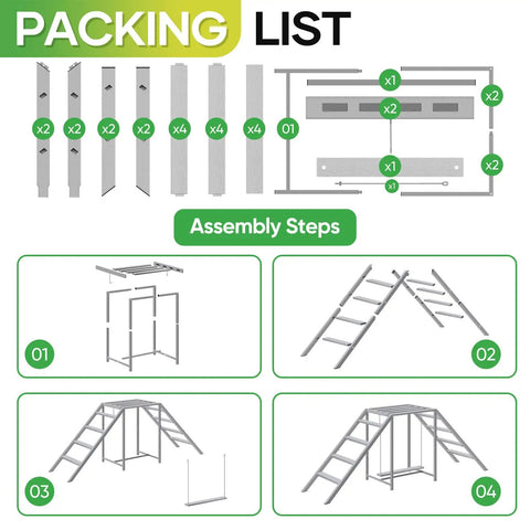 Assembly instructions for Chicken Coop Perch With Swing And Ladder Set For Backyard Farms Wooden Roosting Bar For 6 To 8 Chickens