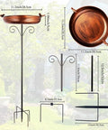 38 Inch Tall Outdoor Bird Bath On Stake With Detachable 11.2 Inch Basin, Vintage Copper Freestanding Birdbath shown in garden setup