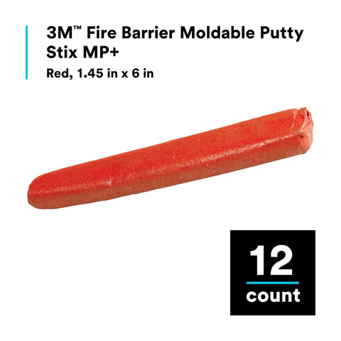 Fire Barrier Moldable Putty Stix MP Plus Red One Part Re Enterable Intumescent Firestop Sealant Ready to Use For Up to Four Hours In Walls Six Inch Length, side view.