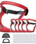 Red anti fog full face shield for adults, clear transparent visor, breathable comfort, reusable, full coverage from eyebrows to chin, 5 pack