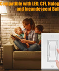 Smooth Glide 0 10V Dimmer Switch For Led Lamps And Cfl Fixtures Single Pole Or Three Way Wiring With Dead On Brightness Control Up To Six Hundred Watts Max Include Matching Wall Plate In Clean White Finish For Zero Hassle Lighting Upgrades on a cozy living room wall.