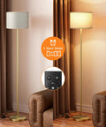 Floor Lamp With Gray Shade And Black Pole For Living Room Dope Modern Tall Stick Lamp For Bedroom Office And Dining Room Contemporary Tall Floor Light Bulb Not Included, dual view with timer