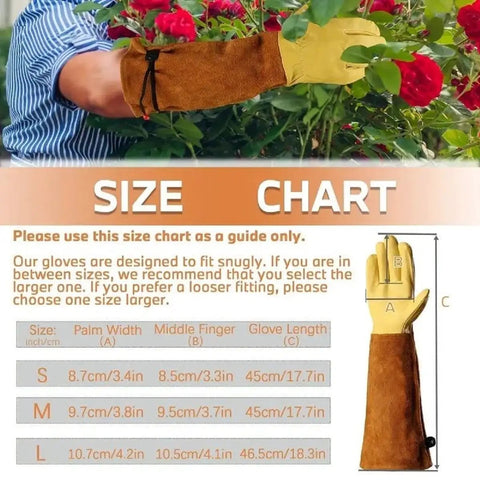 Rugged Leather Work Gloves For Men And Women Built Tough Cowhide Gardening Gloves Puncture And Cut Resistant With Elbow-Length Gauntlet