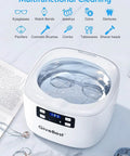 Powerful 45KHz Ultrasonic Jewelry Cleaner With 25oz Stainless Steel Tank, 35W Power, featuring glasses in cleaning process