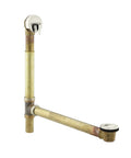 Heavy Duty Pop Up Bath Drain Built From Solid 17 Gauge Brass For Smooth Overflow Tub Installations, showing plunger and pipe configuration.