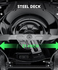 Bottom view of 21 Inch Gas Push Lawn Mower With Mulching Bagging And Side Discharge 144cc 4 Stroke OHV Engine steel deck