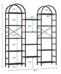 Arched Triple Column 63 Inch Wide 5 Tier Bookshelf With Open Shelves Dope Industrial Style Large Display Shelf And Sturdy X Back Storage