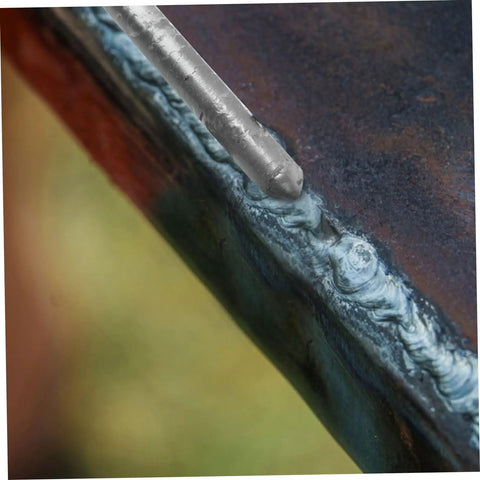 Close-up of Low Temp Aluminum Welding Rods Set 6 Pack Multipurpose Welding Sticks for Easy Use with metal surface