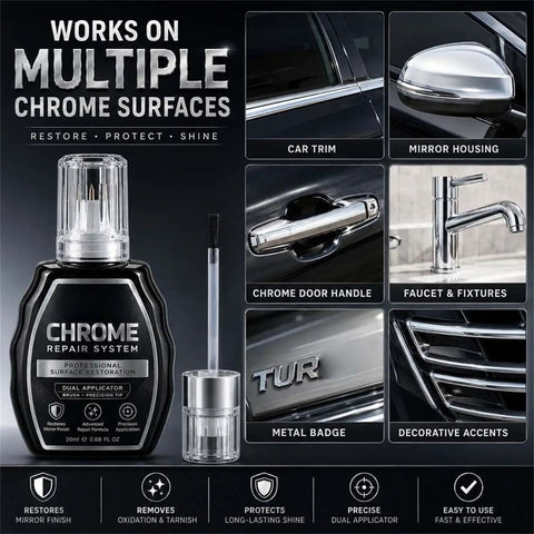 Professional Chrome Repair Pen, Silver Spray Paint for Metal (Silver) on chrome surfaces including door handles and trim.