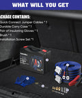 2/0 Gauge Heavy Duty Jumper Cables 30 Ft With Quick Connect, 1500 Amp Booster Cables for 12V and 24V Cars SUVs Trucks, full kit items