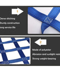 Close-up of dense stitching on blue Beefy Heavy Duty Polyester Lifting Net With Four Slings For Outdoor Cargo Hoisting