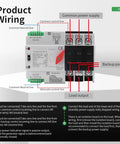 100 Amp 220V Automatic And Manual Transfer Switch 3 Pole Din Rail Mounted Dual Power ATS For Home And RV Solar Ready Auto Changeover Fast Transfer Lightweight Compact Design wiring diagram